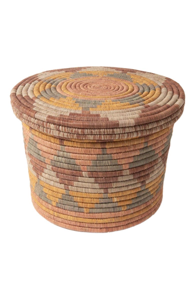 Maadili Collective Blossom Lidded Basket, Main, color, Natural