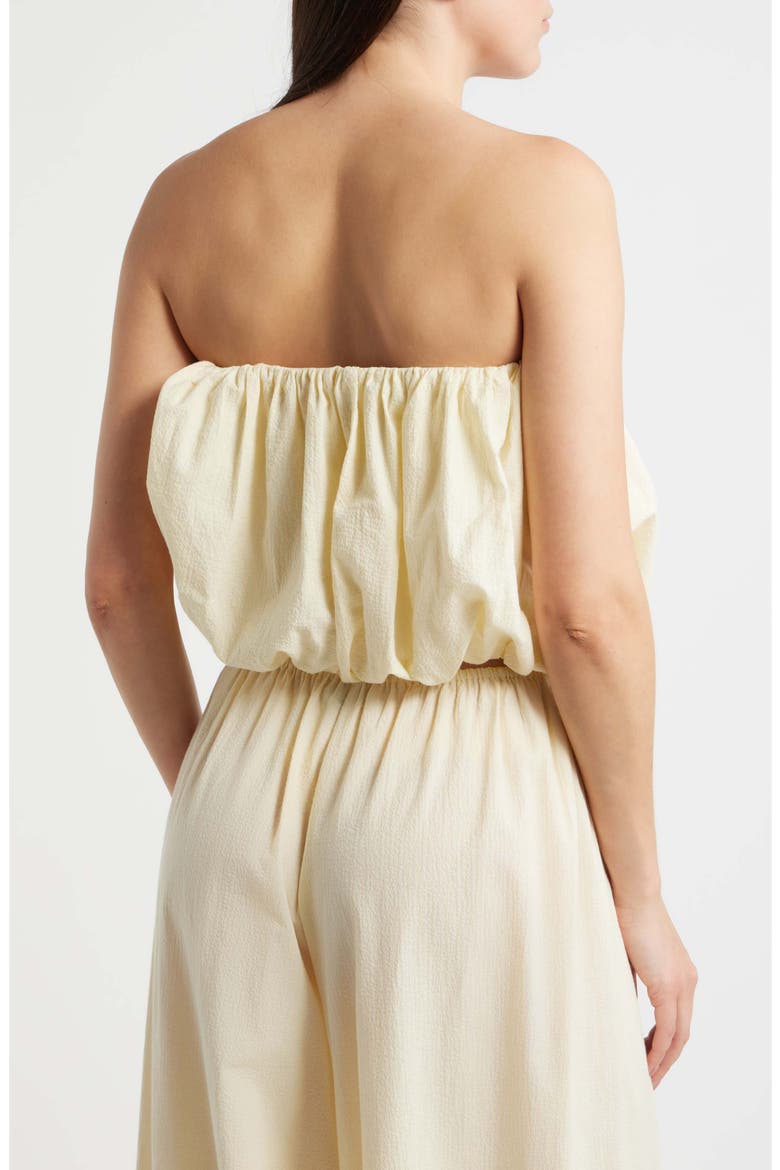 Camila Strapless Stretch Cotton Bubble Top, Alternate, color, MILK