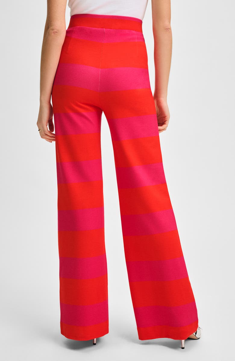 Isaac Mizrahi New York High Waist Wide Leg Pants, Alternate, color, Magenta/ Orange Cabana Stripe