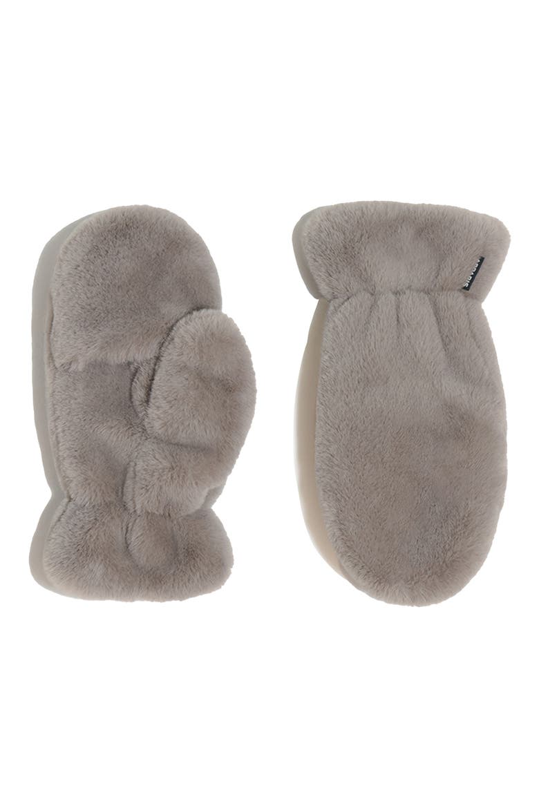 Coco Faux Fur Mittens, Main, color, GRANITE