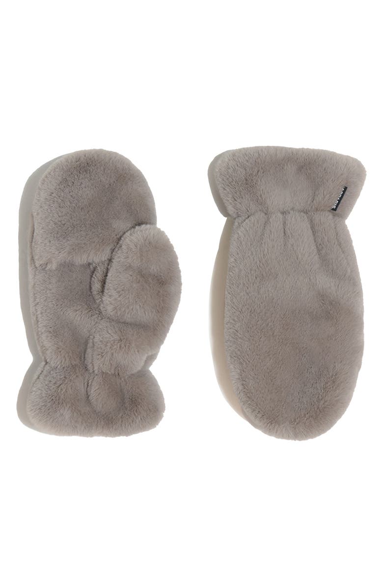 Apparis Coco Faux Fur Mittens, Main, color, Granite