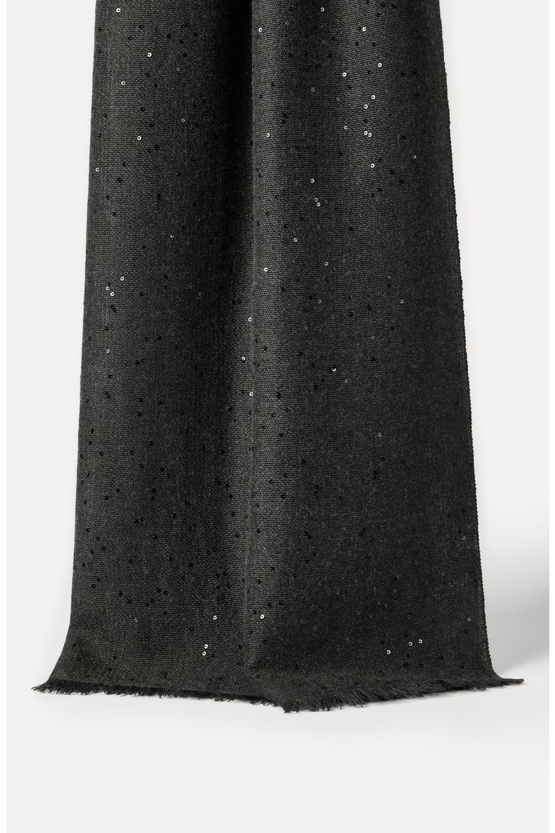 Cashmere and silk Diamond yarn scarf, Alternate, color, Lignite Grey
