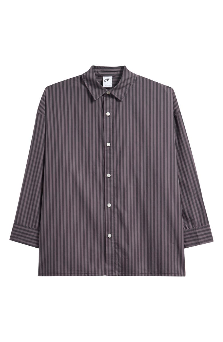 Nike Sportswear Stripe Button-Up Shirt, Alternate, color, Black/ Thunder Grey/ Black