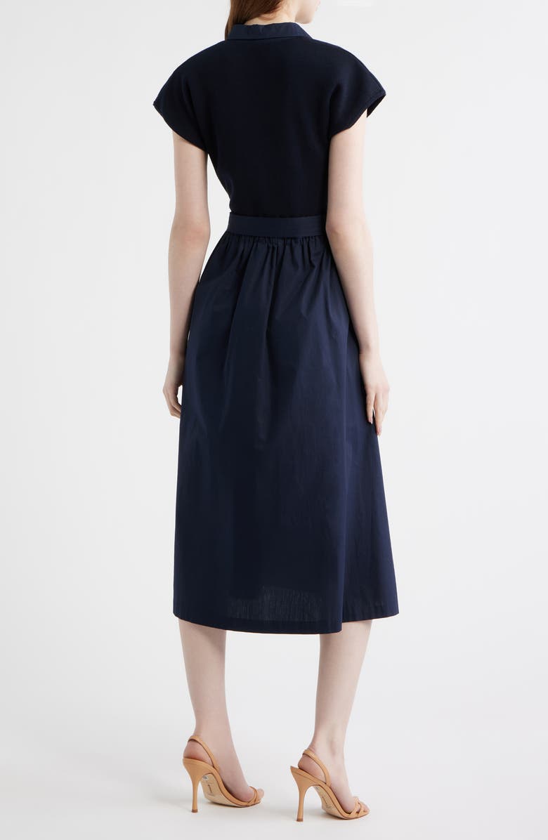 ZOE AND CLAIRE Mixed Media Shirtdress, Alternate, color, Navy