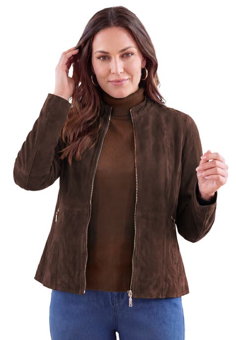 Suede Zip Front Jacket