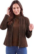 Jessica London Suede Zip Front Jacket (plus)