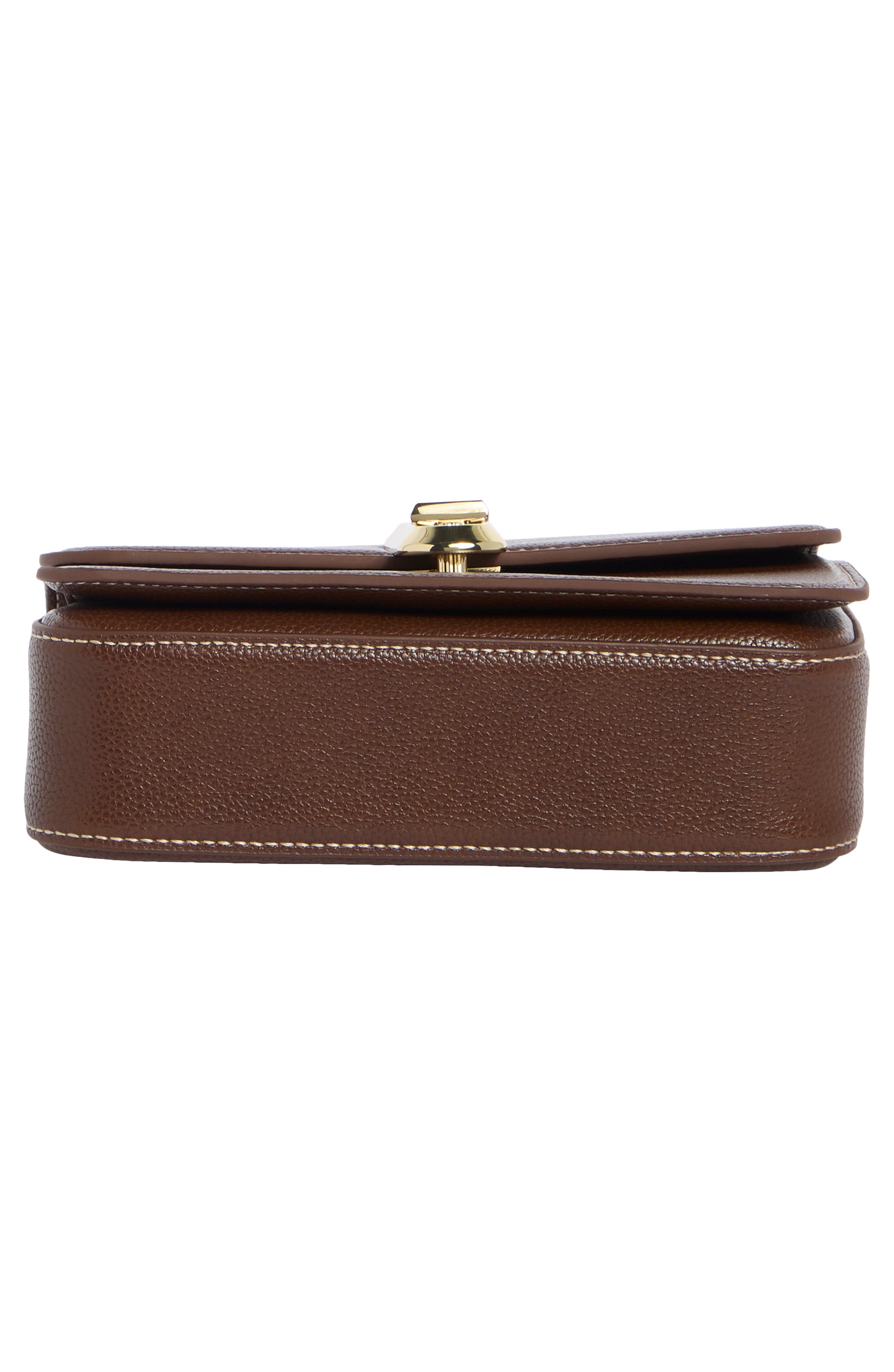 Evania Lock Pebbled Faux Leather Shoulder Bag, Alternate, color, BROWN