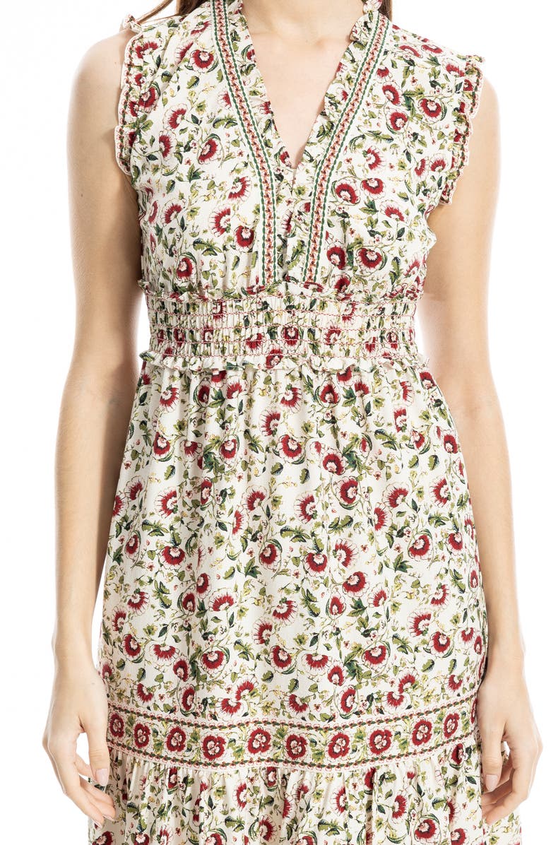 MAX STUDIO Smocked Fit & Flare Maxi Dress, Alternate, color, Cream/ Red Poppies In Bloom