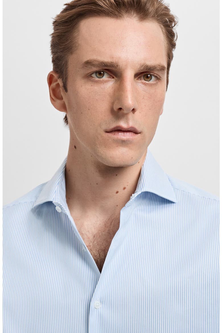 Slim Fit Pinstripe Cotton Twill Button-Up Shirt, Alternate, color, SKY BLUE