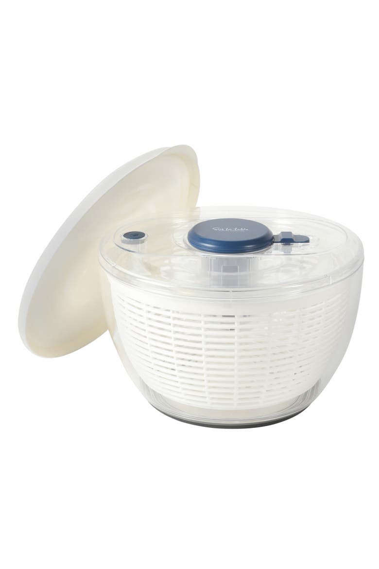 Aero Stainless Steel Salad Spinner with Removable Basket, Alternate, color, Navy Blue