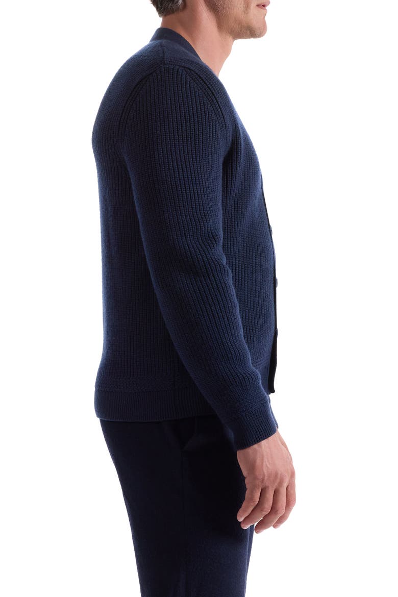 Rib Merino Wool Cardigan, Alternate, color, NAVY