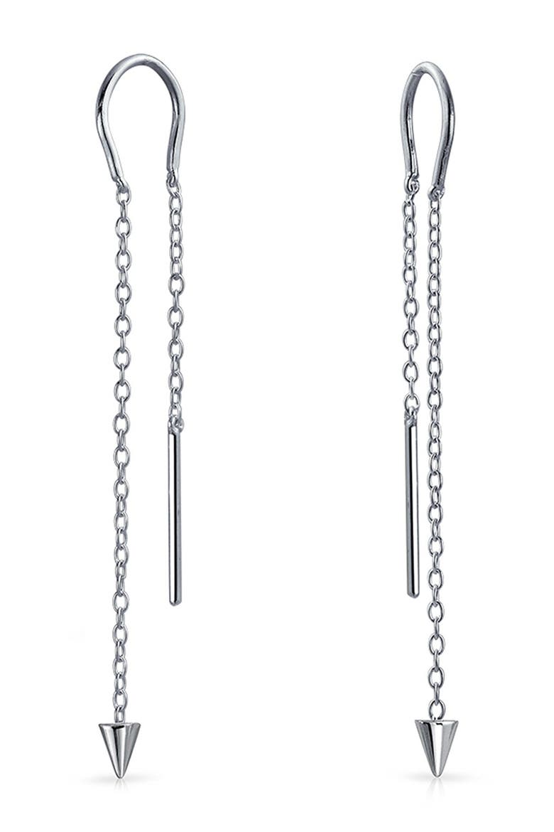 Sterling Silver Spike & Bar Front & Back Threader Earrings, Alternate, color, SILVER