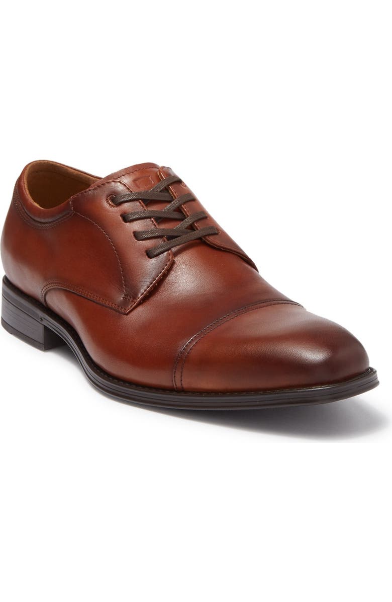 Florsheim Alanzo Leather Cap Toe Derby, Main, color, Cognac
