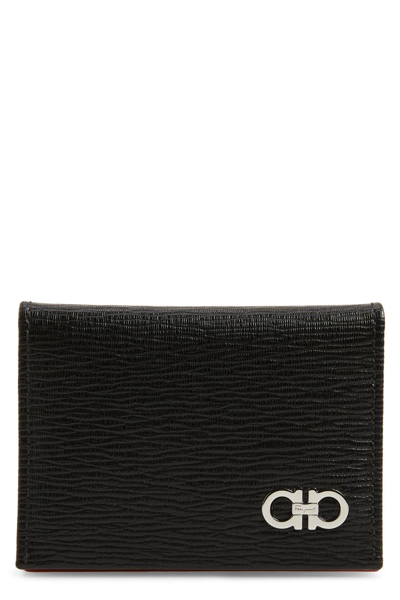 Folding Card Case, Main, color, NERO / RED FERRAGAMO