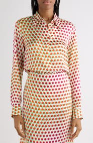 Dries Van Noten Chowy Optical Layered Polka Dot Silk Button-Up Shirt