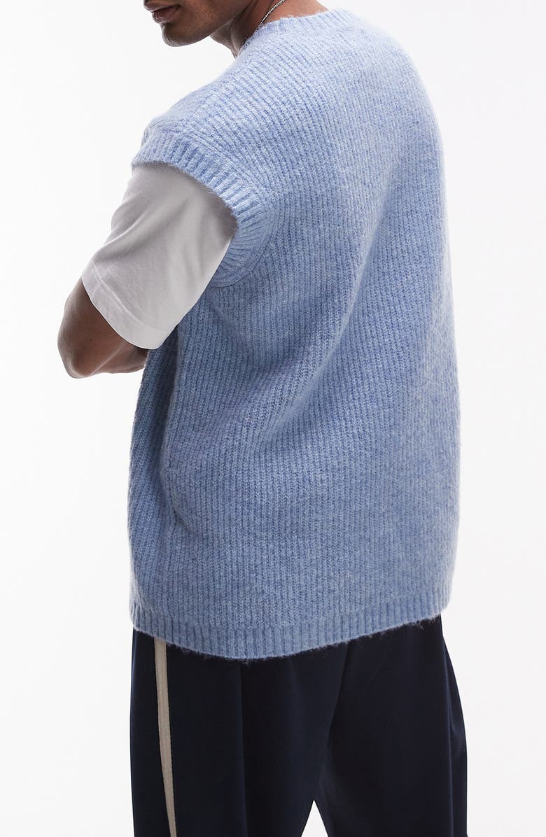 Topman Relaxed Fit Sweater Vest, Alternate, color, Light Blue