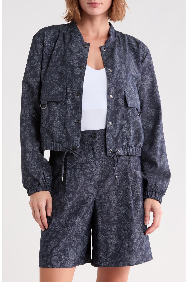 Paisley Printed Bomber Jacket, Main, color, DENIM BLUE PAISLEY