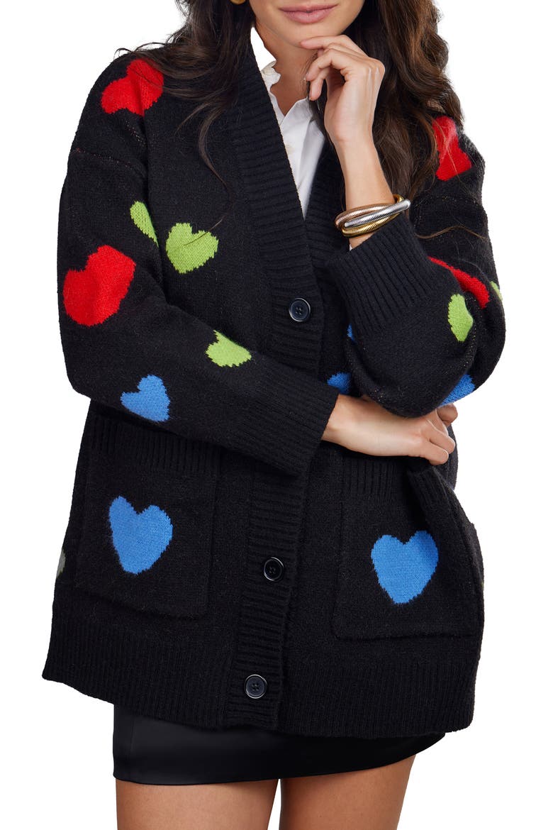 Heart Motif Cardigan, Main, color, LIGHT/PASTEL BLUE