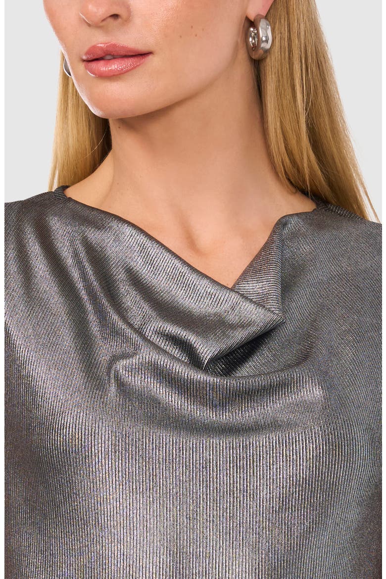 Metallic Cowl Neck Sleeveless Top, Alternate, color, BLACK