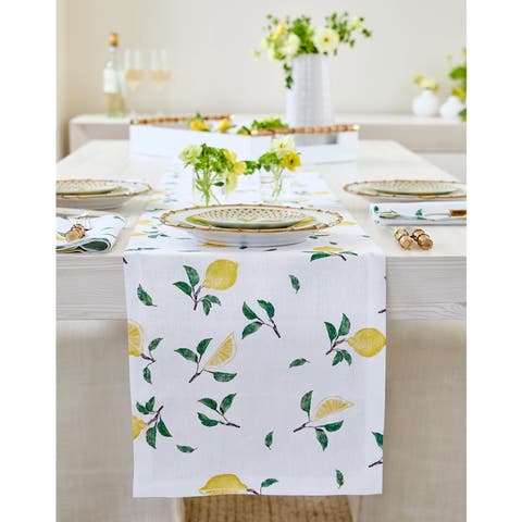 Linen Table Runner - Botanical Lemon