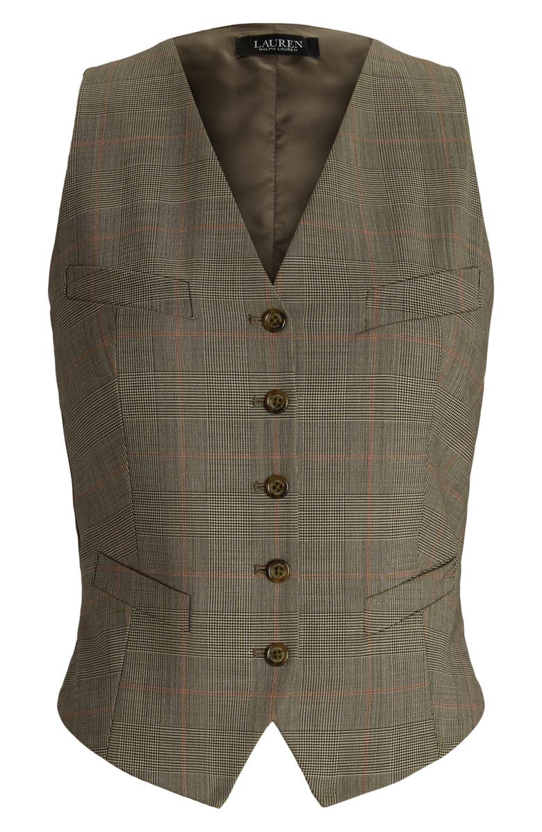 Lauren Ralph Lauren Yarn Dye Plaid Wool Blend Vest, Alternate, color, Brown Multi