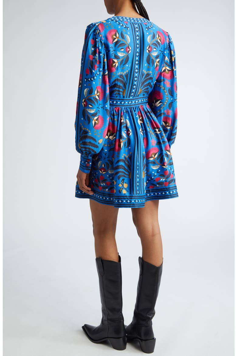 Palms Paradise Long Sleeve Wrap Minidress, Alternate, color, PALMS PARADISE TEAL