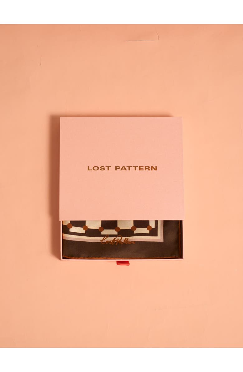 Lost Pattern "Checkerboard" Silk Bandana Scarf, Alternate, color, Coffee