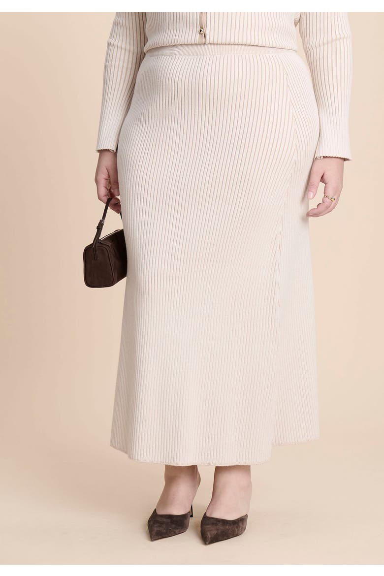 Ribbed Sweater Trumpet Maxi Skirt, Alternate, color, DEW