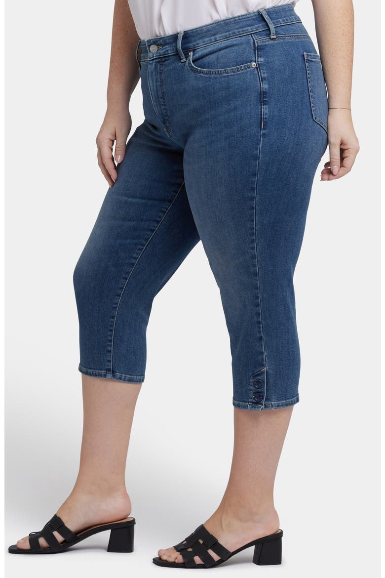 Marilyn High Waist Button Detail Capri Jeans, Alternate, color, VALENCIA SURF