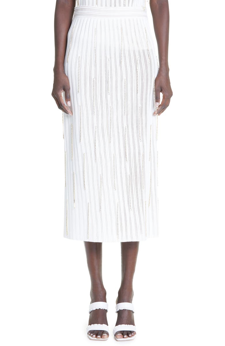 St. John Evening Crystal Chain Ottoman Stitch Midi Skirt, Main, color,