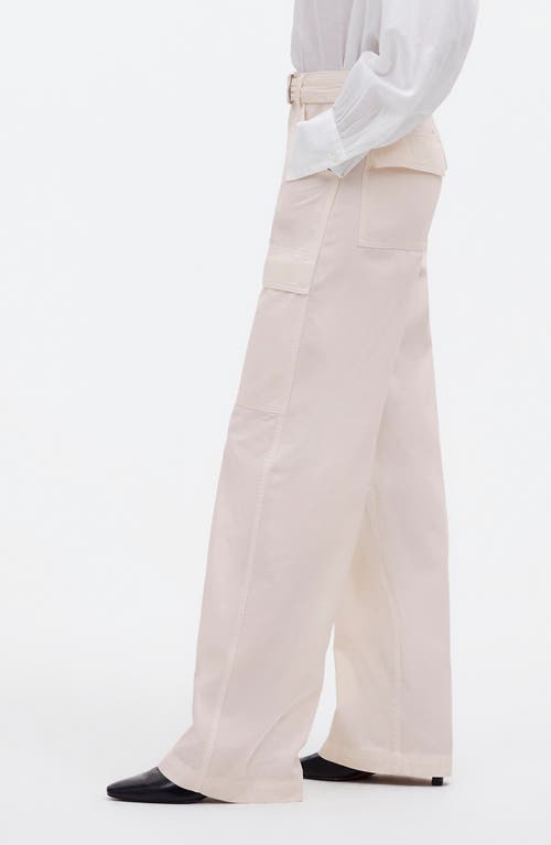 Shop Madewell Belted Slouchy Straight Leg Cargo Pants In Vintage Ivory
