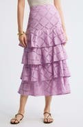 Treasure & Bond Tiered Eyelet Embroidered Maxi Skirt