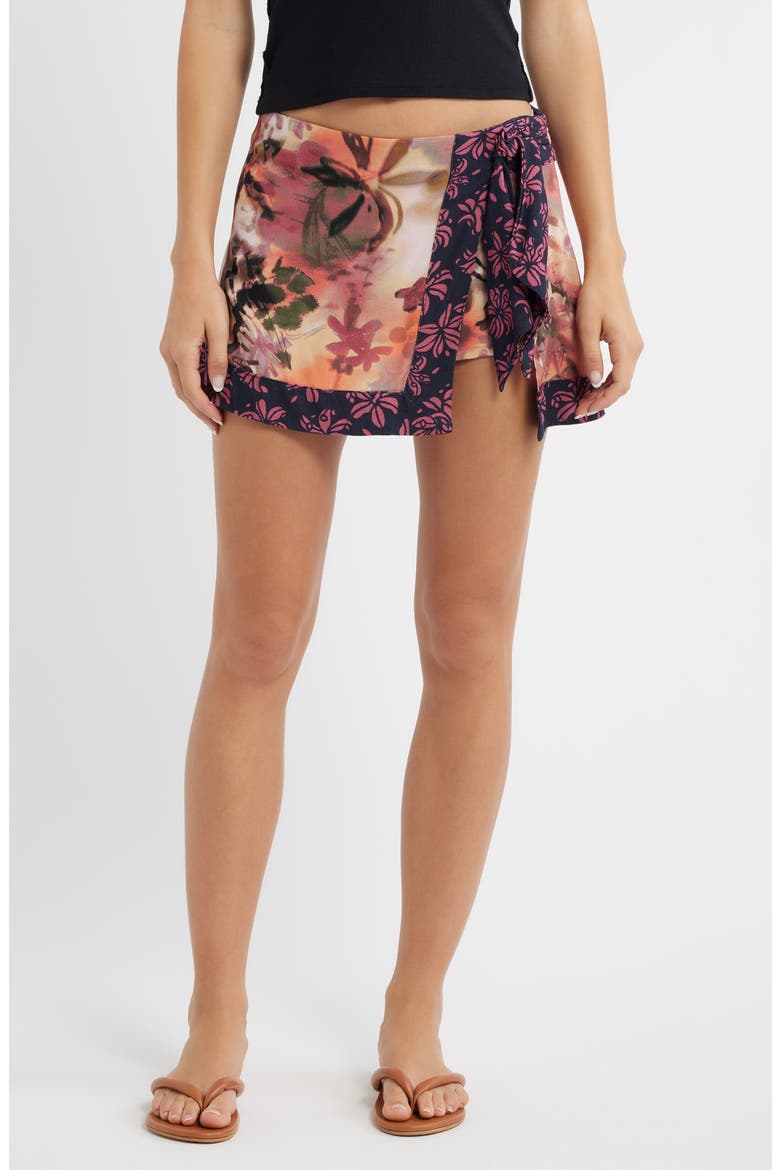 Sun Soaked Sarong Miniskort, Main, color, MOONLIGHT COMBO