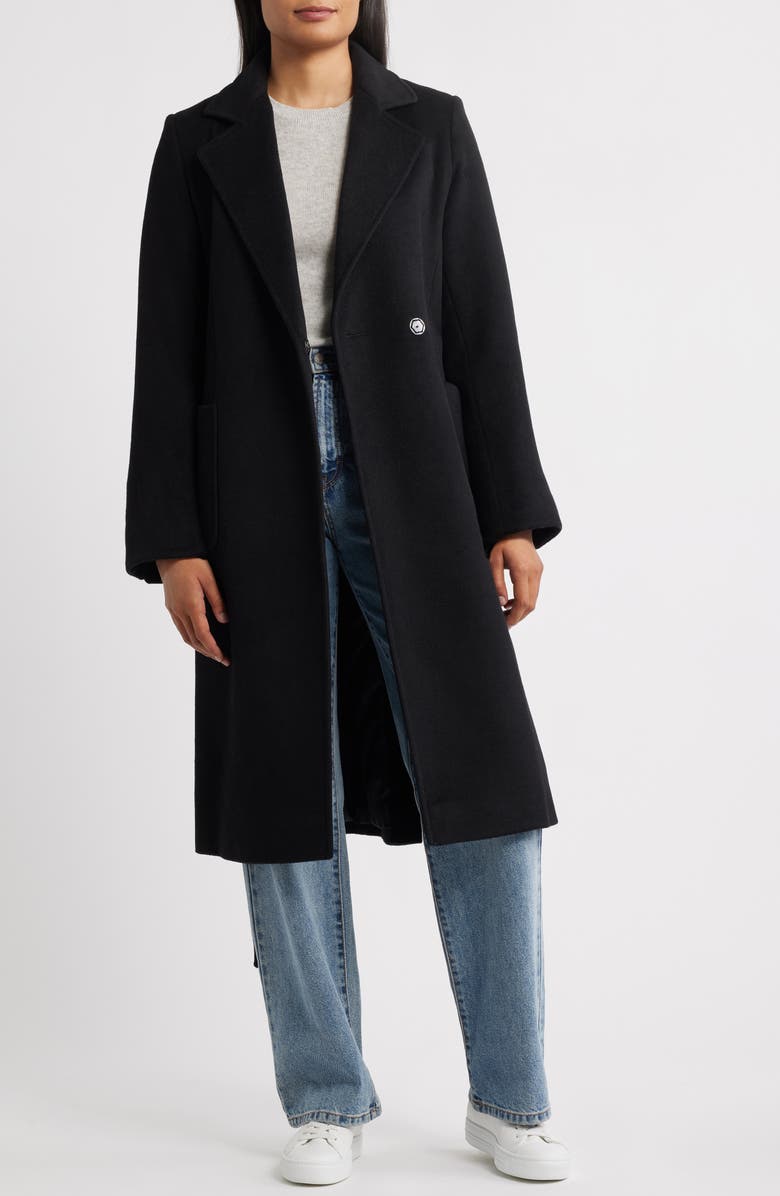 Sam Edelman Longline Wrap Coat, Alternate, color, Black