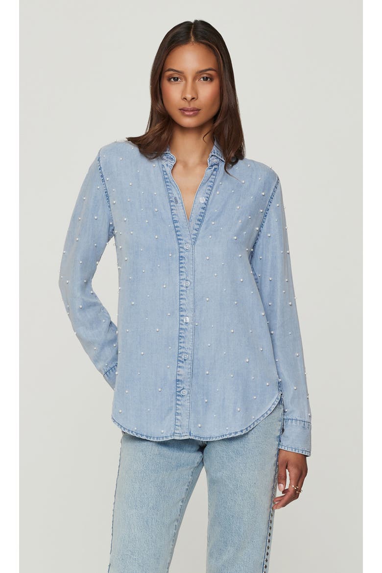 Marcello Pearl Denim Shirt, Main, color, Light Blue/Pearl