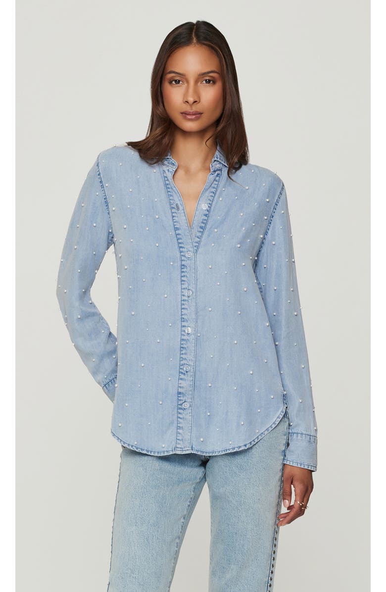 Generation Love Marcello Pearl Denim Shirt, Main, color, Light Blue/Pearl