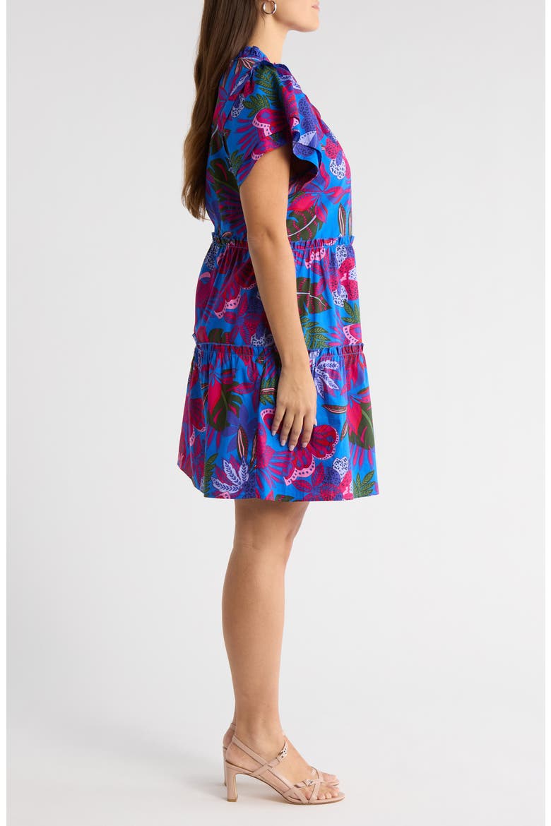 Mela Tropics Empire Tiered Minidress, Alternate, color, BLUE-PINK-COMBO