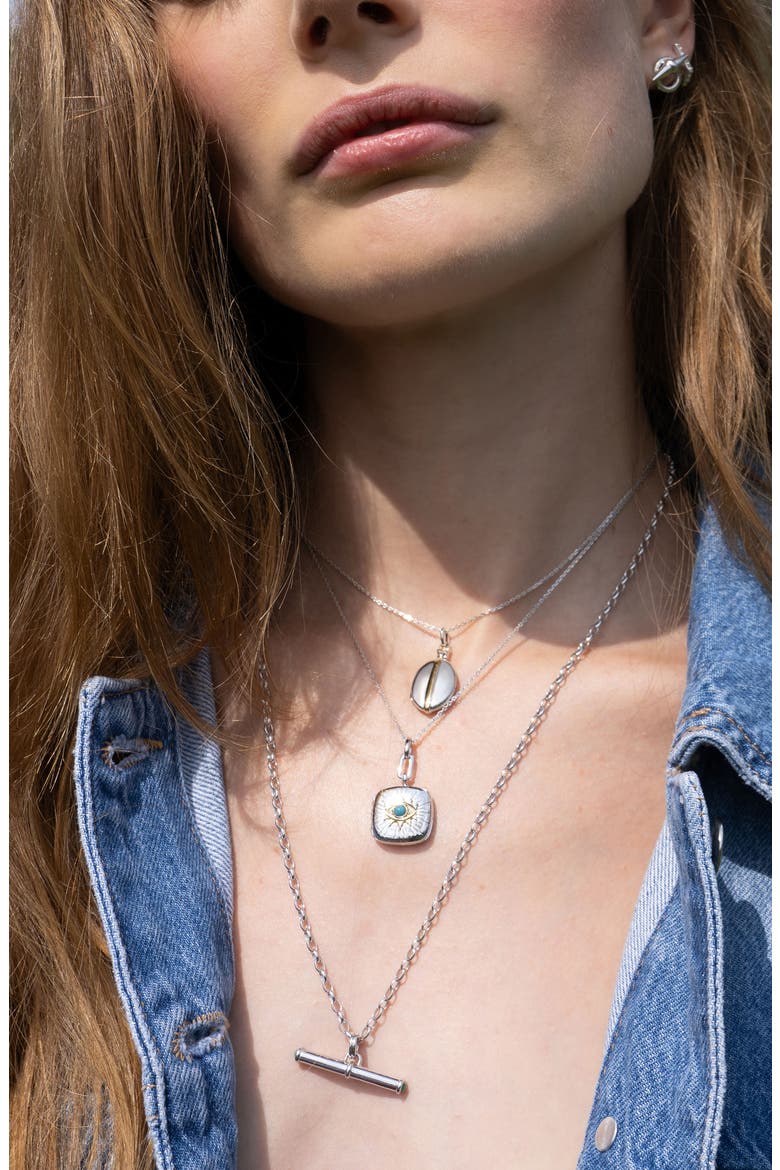 Green Agate Toggle Pendant Necklace, Alternate, color, STERLING SILVER