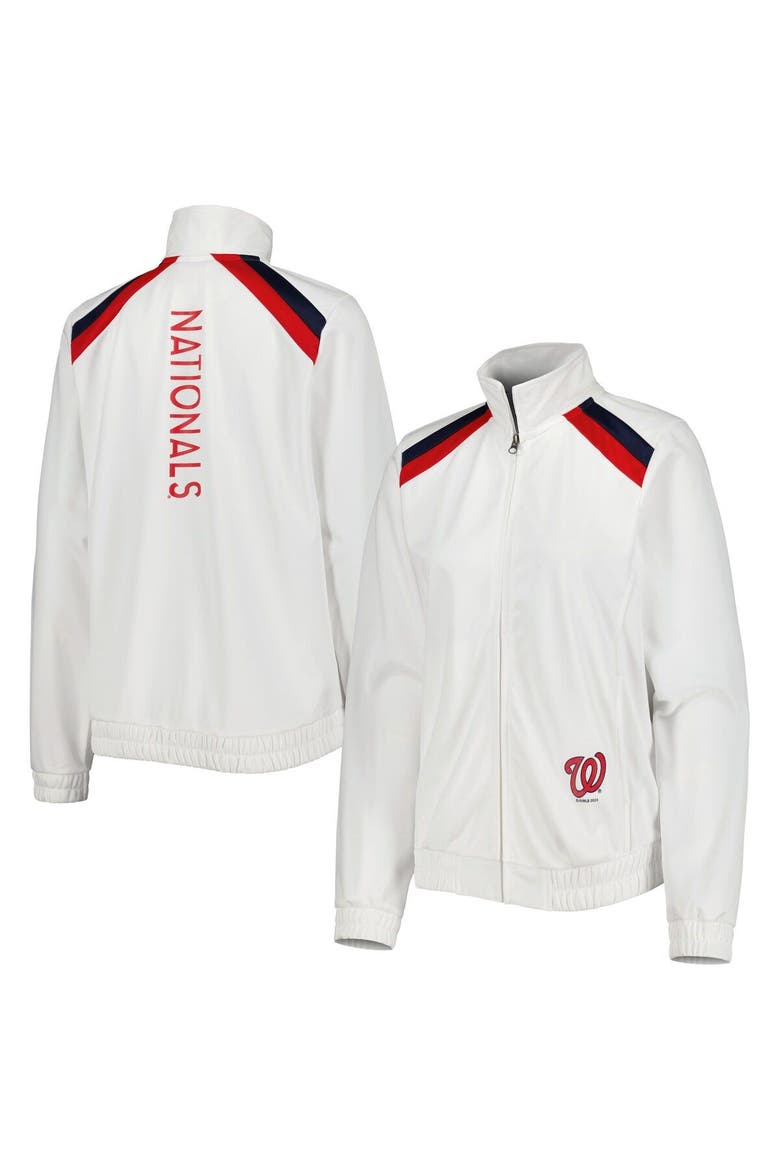 Women's G-III 4Her by Carl Banks White Washington Nationals Red Flag Full-Zip Track Jacket, Main, color, White