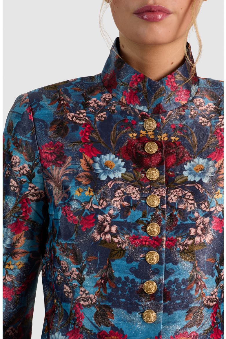 Emerson Jacquard Military Jacket, Alternate, color, HEARTSTRINGS MINERAL BLUE