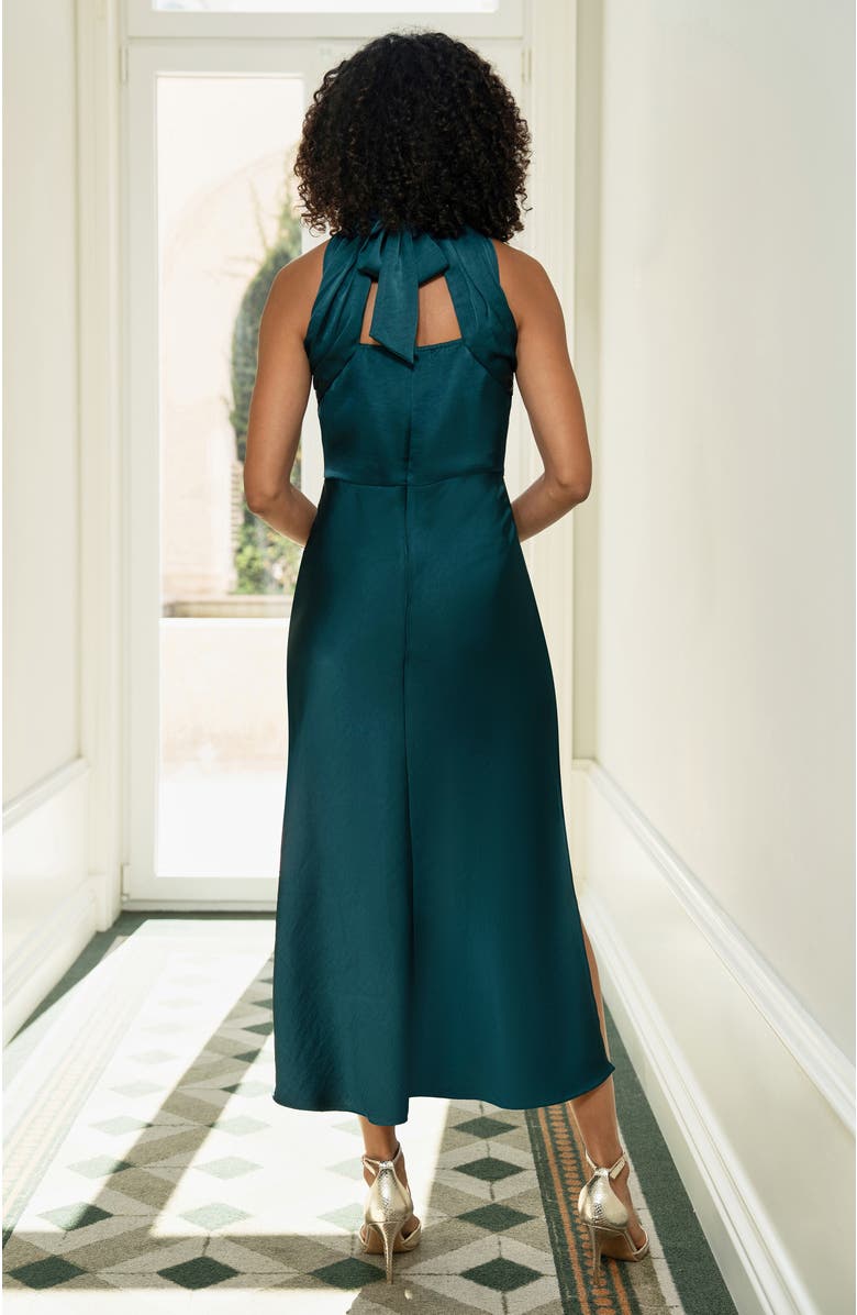 Yumi Satin Halter Neck Midi Dress, Alternate, color, Green