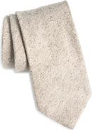 David Donahue Tan Mélange Silk Herringbone Tie