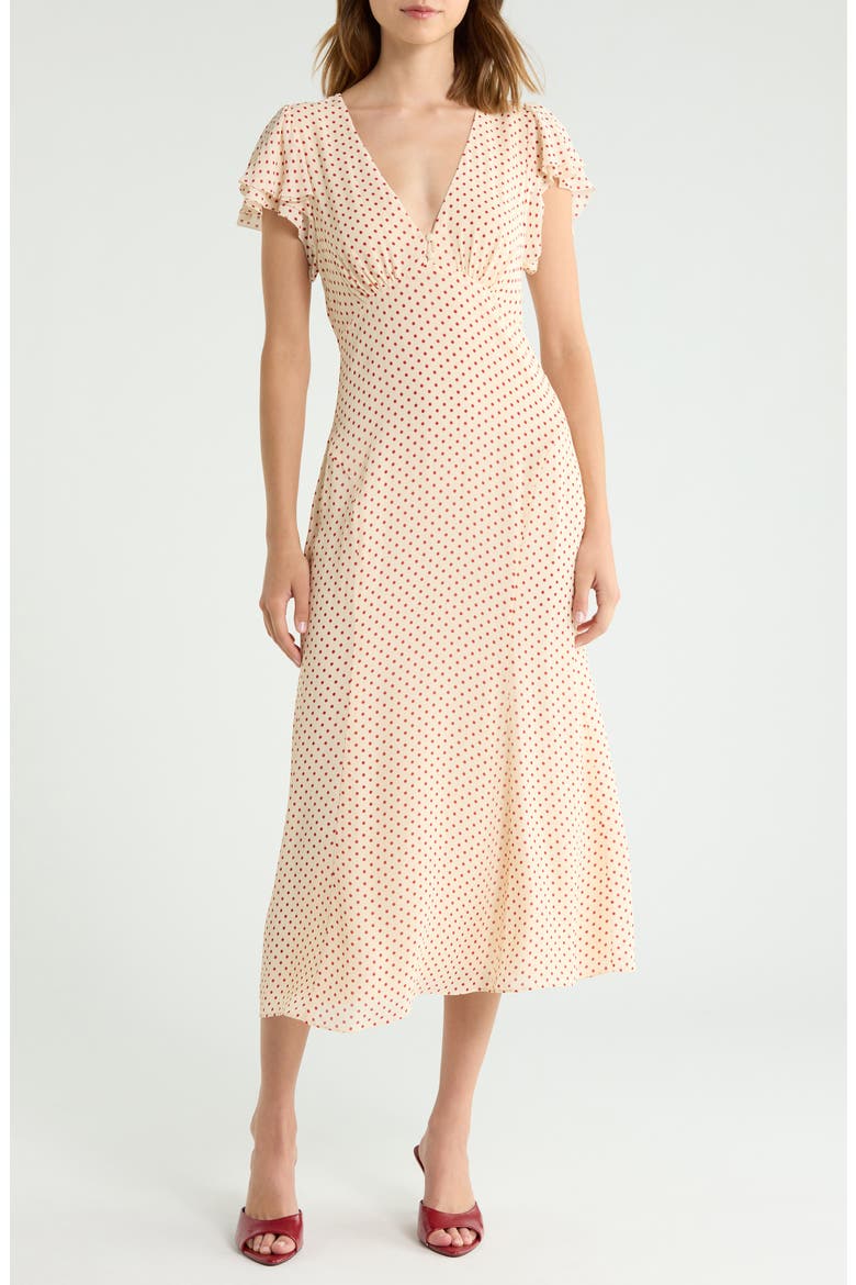 Frost Dot Flutter Sleeve Maxi Dress, Main, color, MARILYN DOT