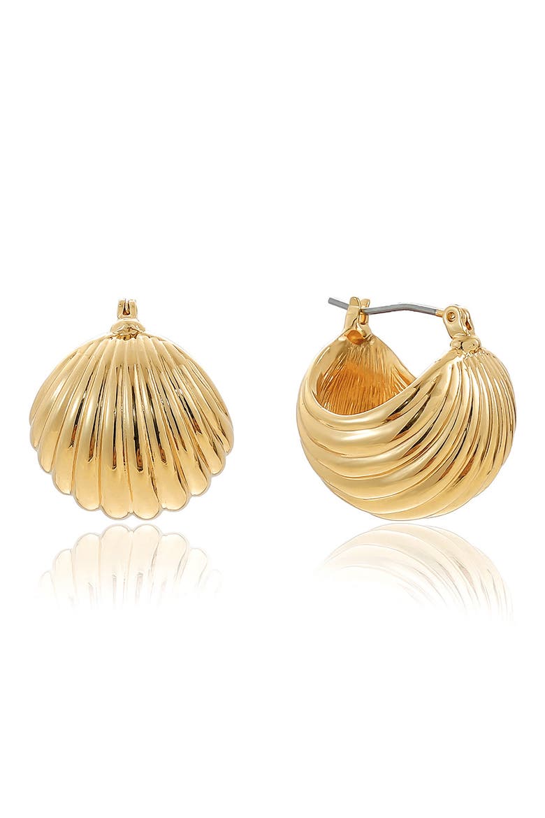 Ribbed Dome Hoop Earrings, Main, color, GOLD