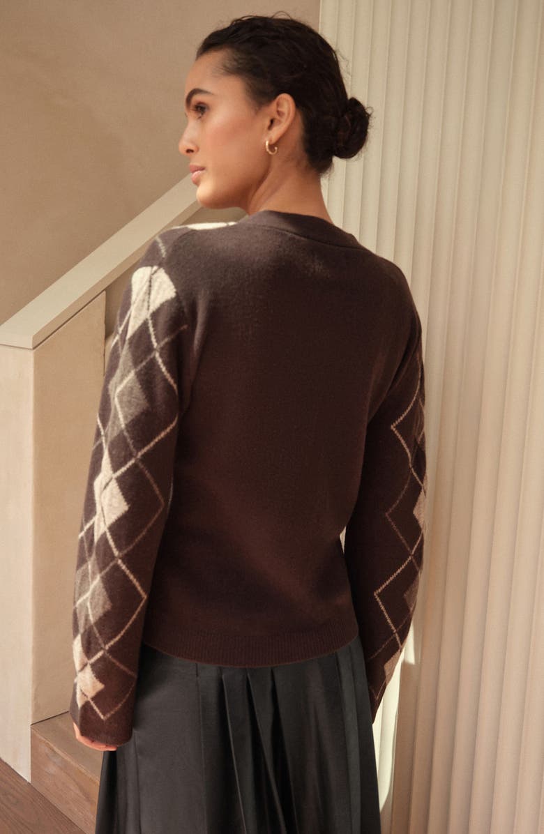 NEXT Argyle Wool Cardigan, Alternate, color, Brown