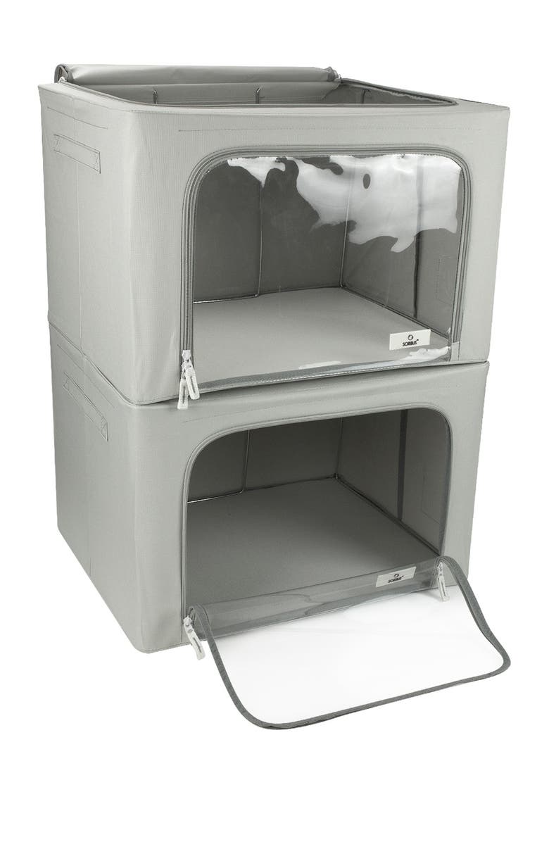 SORBUS Gray Windowed Storage Box - Set of 2, Alternate, color, Gray