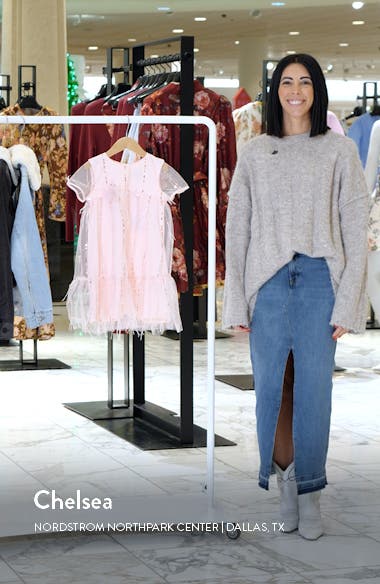 Bardot Junior Kids' Emarie Sequin Faux Feather Party Dress