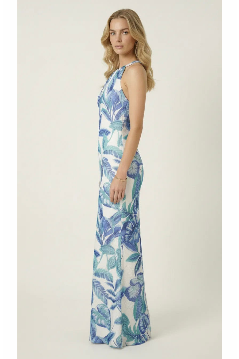 Tropical Print Halter Neck Maxi Dress, Alternate, color, Tropical Print