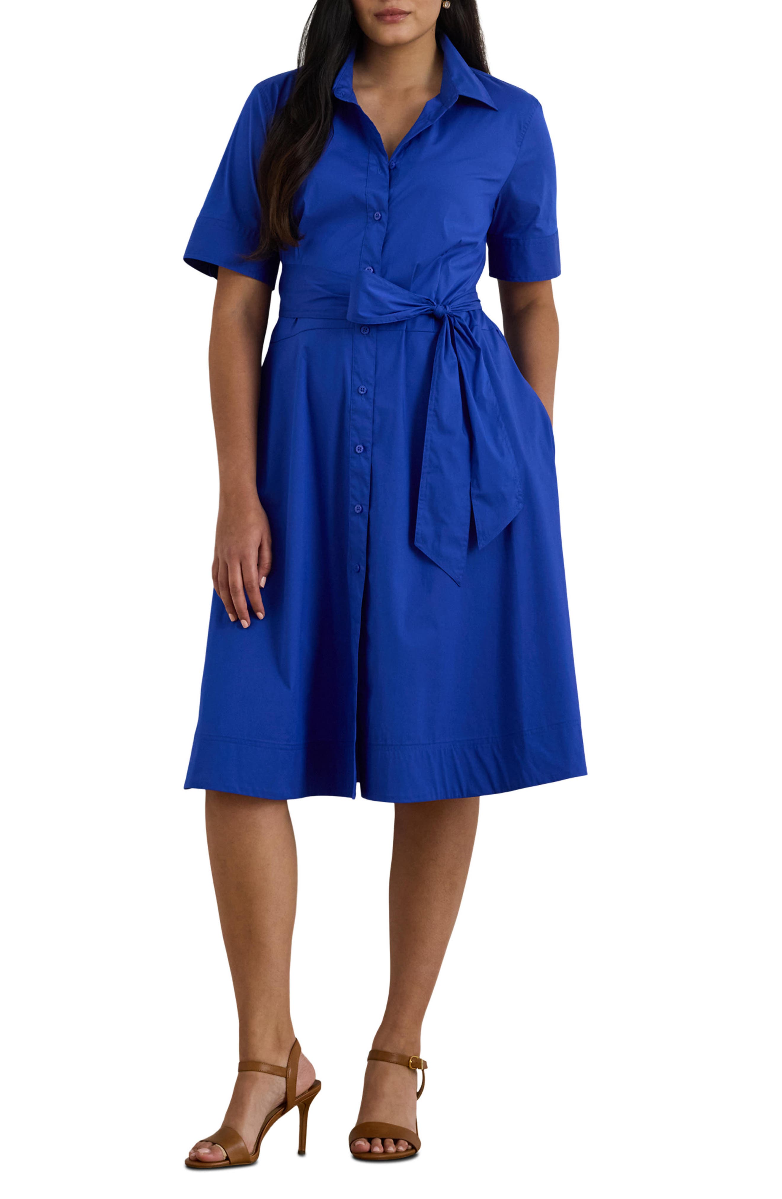 Lauren Ralph Lauren Finnbarr Belted Cotton Blend Shirtdress