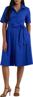 Lauren Ralph Lauren Finnbarr Belted Cotton Blend Shirtdress